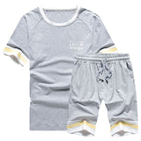 Verão 2 pcs conjunto de homens eur/eua tamanho manga curta t camisas duas peças topos + shorts terno conjunto de roupas esportivas masculino
