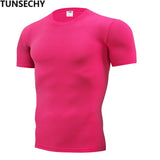 2019 men's fashion T-shirt men's casual compression tight T-shirt short sleeve plain sport T-shirt