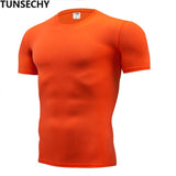 2019 men's fashion T-shirt men's casual compression tight T-shirt short sleeve plain sport T-shirt