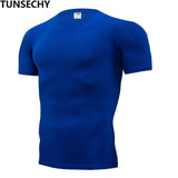 2019 men's fashion T-shirt men's casual compression tight T-shirt short sleeve plain sport T-shirt