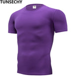 2019 men's fashion T-shirt men's casual compression tight T-shirt short sleeve plain sport T-shirt