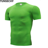 2019 men's fashion T-shirt men's casual compression tight T-shirt short sleeve plain sport T-shirt