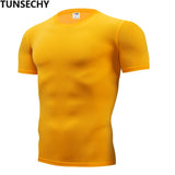 2019 men's fashion T-shirt men's casual compression tight T-shirt short sleeve plain sport T-shirt