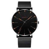 2020 moda masculina minimalista ultra fino relógios simples negócios aço inoxidável malha cinto relógio de quartzo relogio masculino